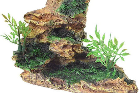 Reptile Small Hide, Turtles Hide Cage, Artificial Plant Rock, Humidified Habitat Decoration (Red Soil)