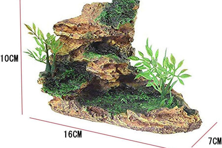 Reptile Small Hide, Turtles Hide Cage, Artificial Plant Rock, Humidified Habitat Decoration (Red Soil)